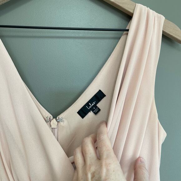 Lulus Thoughts of Hue Blush Surplice Maxi Dress Small Bridesmaid Light Pink - Picture 15 of 16